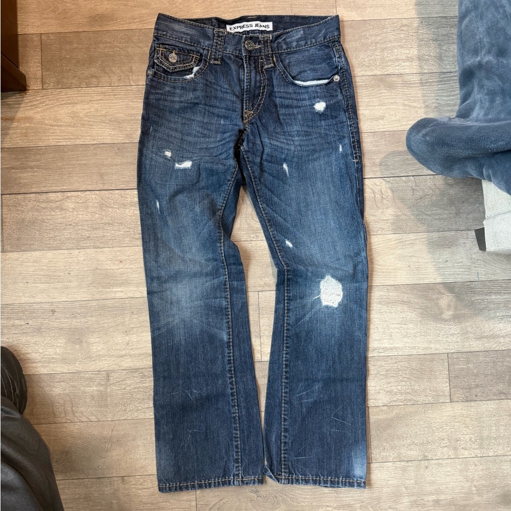 Express Distressed Dark Blue Men's Jeans